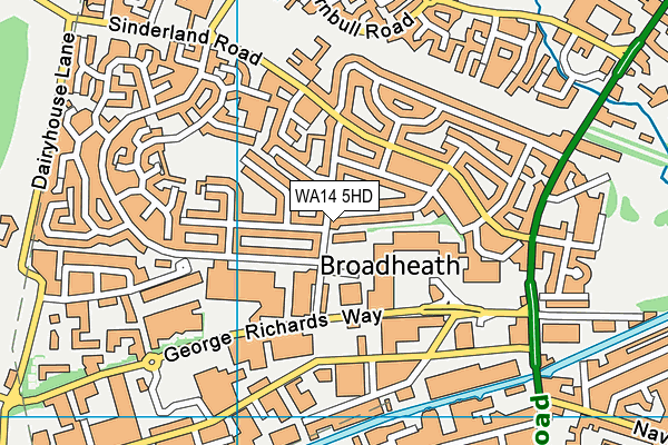WA14 5HD map - OS VectorMap District (Ordnance Survey) WA14 5HD map - OS VectorMap District (Ordnance Survey)