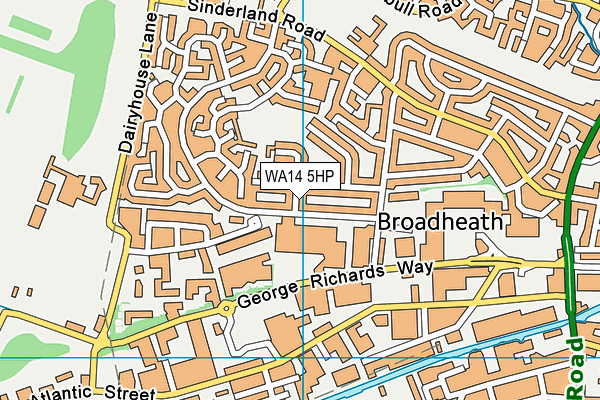 WA14 5HP map - OS VectorMap District (Ordnance Survey) WA14 5HP map - OS VectorMap District (Ordnance Survey)