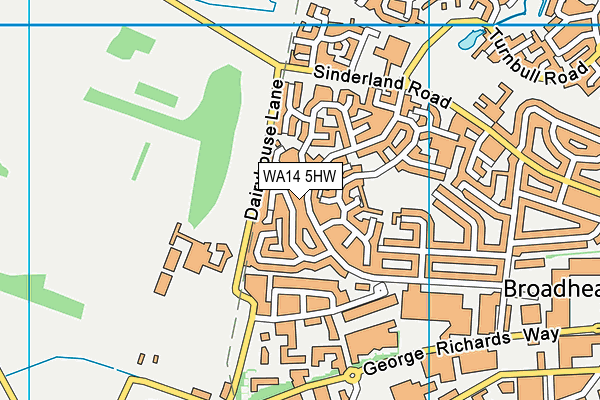 WA14 5HW map - OS VectorMap District (Ordnance Survey) WA14 5HW map - OS VectorMap District (Ordnance Survey)