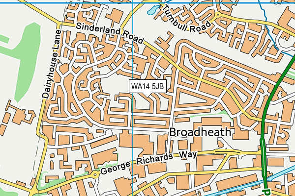 WA14 5JB map - OS VectorMap District (Ordnance Survey) WA14 5JB map - OS VectorMap District (Ordnance Survey)