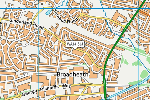WA14 5JJ map - OS VectorMap District (Ordnance Survey)