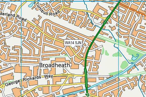 WA14 5JN map - OS VectorMap District (Ordnance Survey)