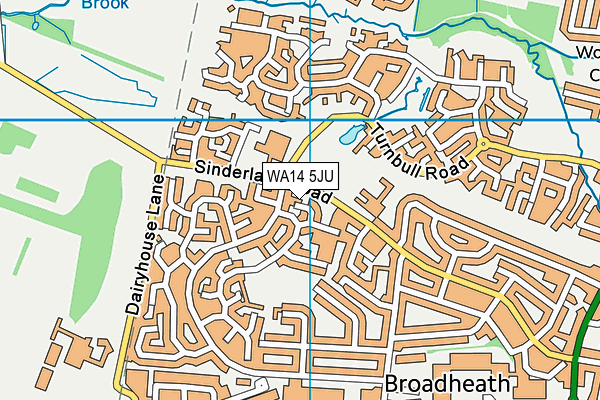 WA14 5JU map - OS VectorMap District (Ordnance Survey)