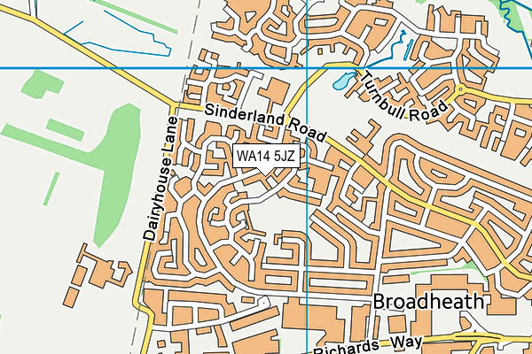 WA14 5JZ map - OS VectorMap District (Ordnance Survey) WA14 5JZ map - OS VectorMap District (Ordnance Survey)