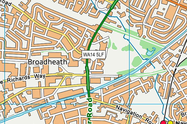 WA14 5LF map - OS VectorMap District (Ordnance Survey) WA14 5LF map - OS VectorMap District (Ordnance Survey)