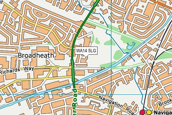 WA14 5LG map - OS VectorMap District (Ordnance Survey) WA14 5LG map - OS VectorMap District (Ordnance Survey)