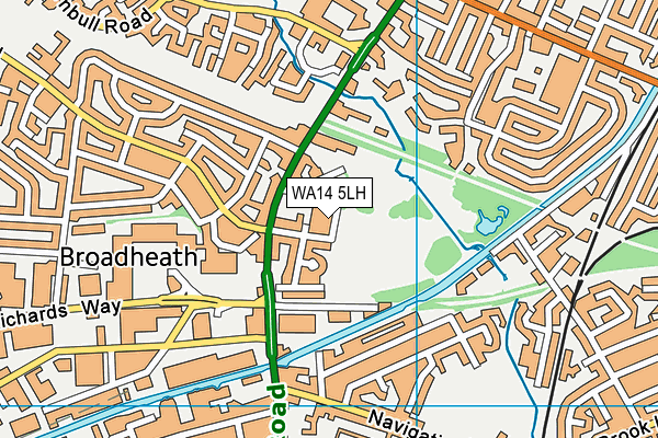 WA14 5LH map - OS VectorMap District (Ordnance Survey) WA14 5LH map - OS VectorMap District (Ordnance Survey)