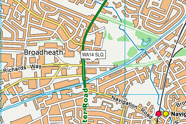 WA14 5LQ map - OS VectorMap District (Ordnance Survey) WA14 5LQ map - OS VectorMap District (Ordnance Survey)
