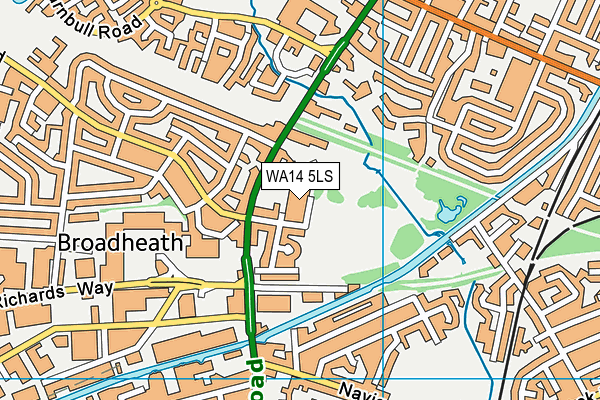 WA14 5LS map - OS VectorMap District (Ordnance Survey) WA14 5LS map - OS VectorMap District (Ordnance Survey)