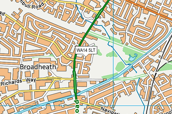 WA14 5LT map - OS VectorMap District (Ordnance Survey) WA14 5LT map - OS VectorMap District (Ordnance Survey)