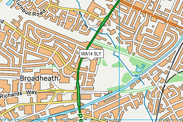WA14 5LY map - OS VectorMap District (Ordnance Survey) WA14 5LY map - OS VectorMap District (Ordnance Survey)