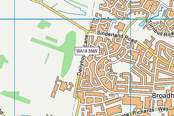 WA14 5NW map - OS VectorMap District (Ordnance Survey) WA14 5NW map - OS VectorMap District (Ordnance Survey)