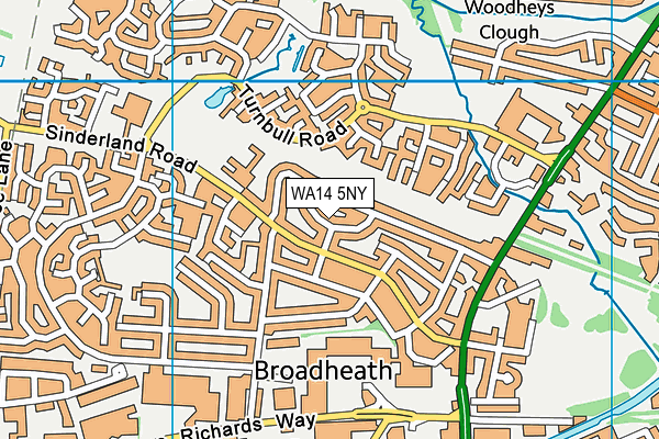 WA14 5NY map - OS VectorMap District (Ordnance Survey)