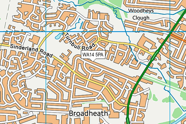 WA14 5PA map - OS VectorMap District (Ordnance Survey) WA14 5PA map - OS VectorMap District (Ordnance Survey)