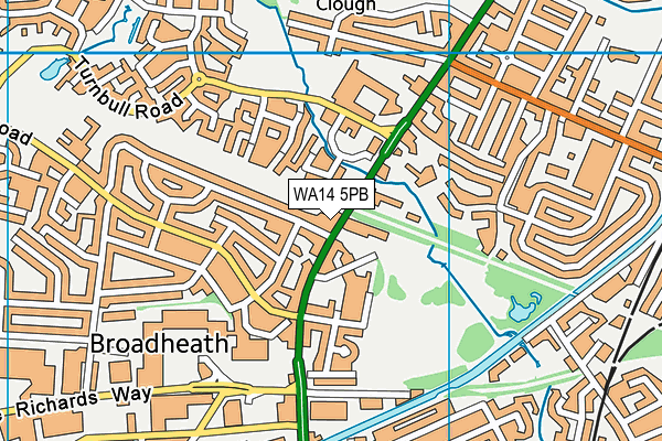 WA14 5PB map - OS VectorMap District (Ordnance Survey) WA14 5PB map - OS VectorMap District (Ordnance Survey)