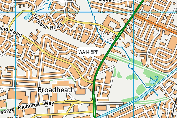 WA14 5PF map - OS VectorMap District (Ordnance Survey) WA14 5PF map - OS VectorMap District (Ordnance Survey)