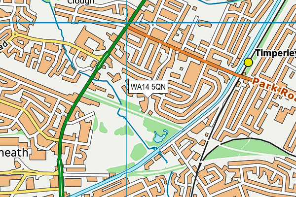 WA14 5QN map - OS VectorMap District (Ordnance Survey) WA14 5QN map - OS VectorMap District (Ordnance Survey)