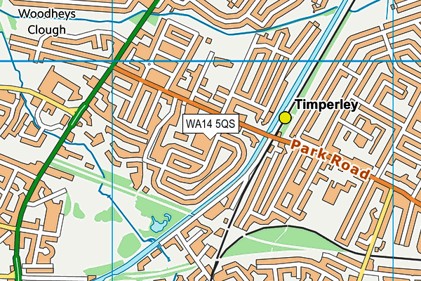 WA14 5QS map - OS VectorMap District (Ordnance Survey)