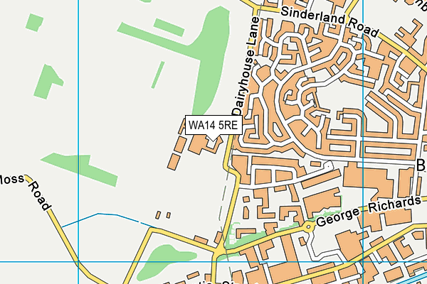 WA14 5RE map - OS VectorMap District (Ordnance Survey) WA14 5RE map - OS VectorMap District (Ordnance Survey)
