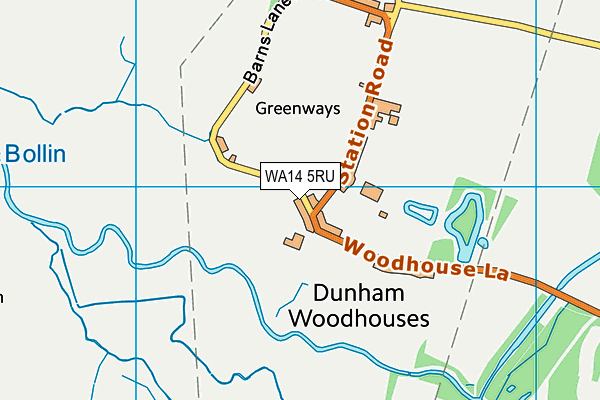 WA14 5RU map - OS VectorMap District (Ordnance Survey) WA14 5RU map - OS VectorMap District (Ordnance Survey)