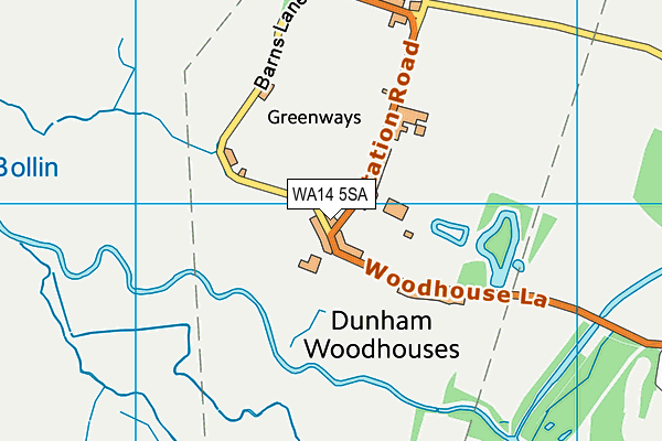 WA14 5SA map - OS VectorMap District (Ordnance Survey)