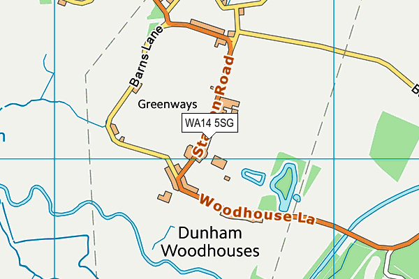 WA14 5SG map - OS VectorMap District (Ordnance Survey) WA14 5SG map - OS VectorMap District (Ordnance Survey)