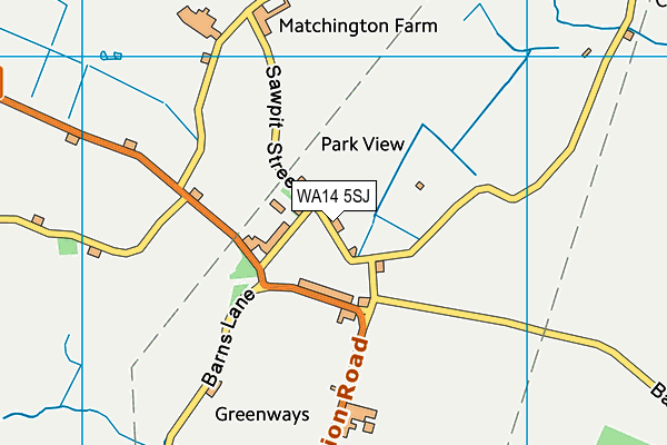 WA14 5SJ map - OS VectorMap District (Ordnance Survey)