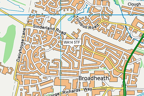 WA14 5TF map - OS VectorMap District (Ordnance Survey) WA14 5TF map - OS VectorMap District (Ordnance Survey)