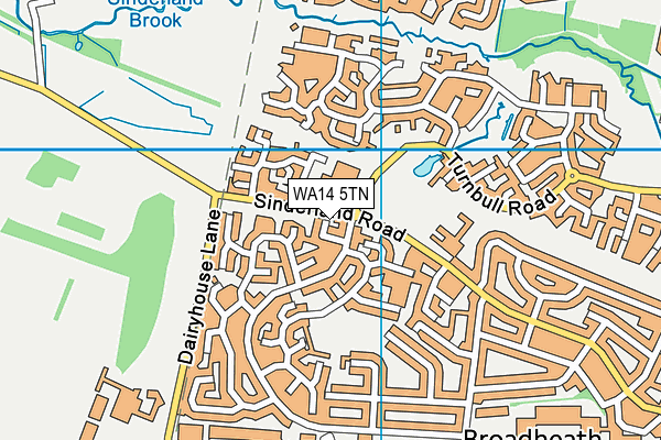 WA14 5TN map - OS VectorMap District (Ordnance Survey) WA14 5TN map - OS VectorMap District (Ordnance Survey)