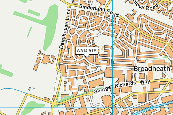 WA14 5TS map - OS VectorMap District (Ordnance Survey) WA14 5TS map - OS VectorMap District (Ordnance Survey)