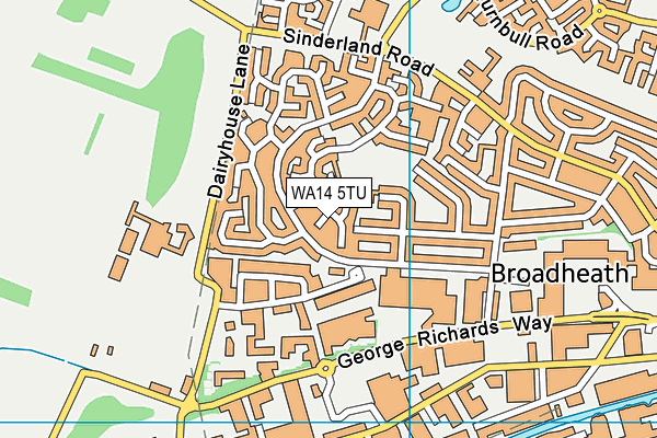 WA14 5TU map - OS VectorMap District (Ordnance Survey) WA14 5TU map - OS VectorMap District (Ordnance Survey)