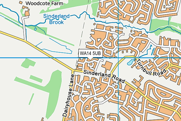 WA14 5UB map - OS VectorMap District (Ordnance Survey) WA14 5UB map - OS VectorMap District (Ordnance Survey)