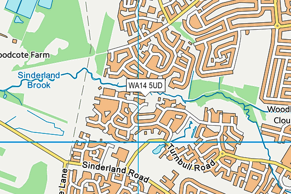 WA14 5UD map - OS VectorMap District (Ordnance Survey) WA14 5UD map - OS VectorMap District (Ordnance Survey)