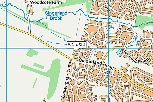 WA14 5UJ map - OS VectorMap District (Ordnance Survey) WA14 5UJ map - OS VectorMap District (Ordnance Survey)