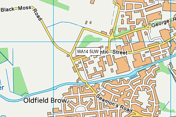 WA14 5UW map - OS VectorMap District (Ordnance Survey) WA14 5UW map - OS VectorMap District (Ordnance Survey)