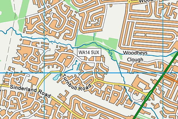 WA14 5UX map - OS VectorMap District (Ordnance Survey)
