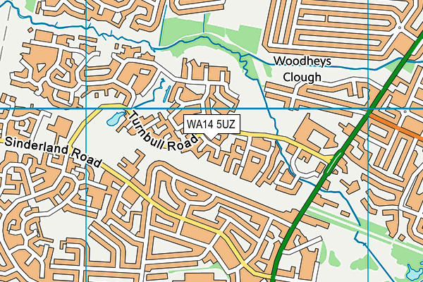 WA14 5UZ map - OS VectorMap District (Ordnance Survey) WA14 5UZ map - OS VectorMap District (Ordnance Survey)