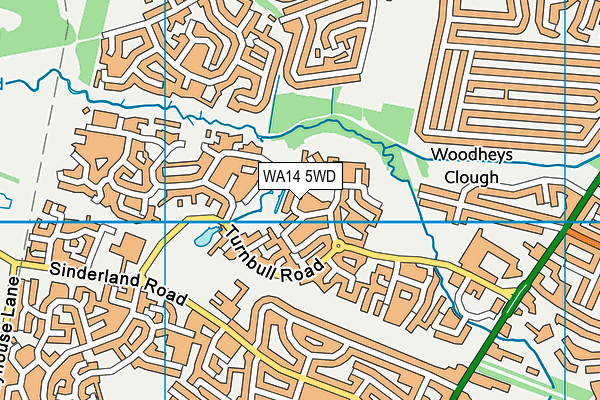 WA14 5WD map - OS VectorMap District (Ordnance Survey) WA14 5WD map - OS VectorMap District (Ordnance Survey)