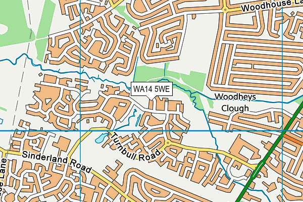 WA14 5WE map - OS VectorMap District (Ordnance Survey) WA14 5WE map - OS VectorMap District (Ordnance Survey)