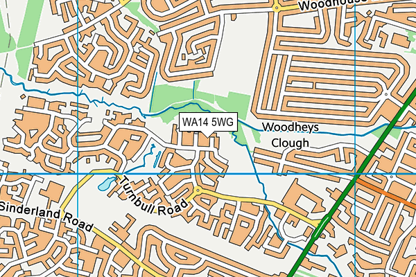 WA14 5WG map - OS VectorMap District (Ordnance Survey) WA14 5WG map - OS VectorMap District (Ordnance Survey)