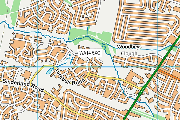WA14 5XG map - OS VectorMap District (Ordnance Survey) WA14 5XG map - OS VectorMap District (Ordnance Survey)