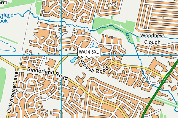 WA14 5XL map - OS VectorMap District (Ordnance Survey) WA14 5XL map - OS VectorMap District (Ordnance Survey)