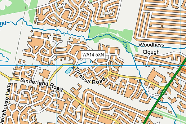 WA14 5XN map - OS VectorMap District (Ordnance Survey) WA14 5XN map - OS VectorMap District (Ordnance Survey)