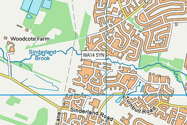 WA14 5YN map - OS VectorMap District (Ordnance Survey) WA14 5YN map - OS VectorMap District (Ordnance Survey)