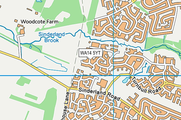 WA14 5YT map - OS VectorMap District (Ordnance Survey) WA14 5YT map - OS VectorMap District (Ordnance Survey)