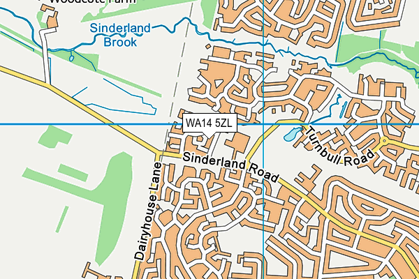 WA14 5ZL map - OS VectorMap District (Ordnance Survey) WA14 5ZL map - OS VectorMap District (Ordnance Survey)