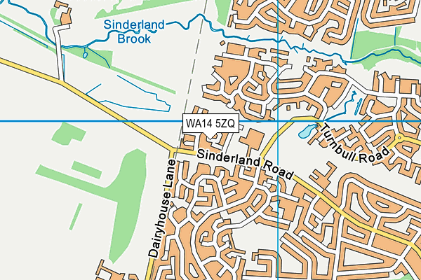 WA14 5ZQ map - OS VectorMap District (Ordnance Survey) WA14 5ZQ map - OS VectorMap District (Ordnance Survey)