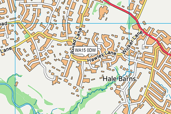 WA15 0DW map - OS VectorMap District (Ordnance Survey)