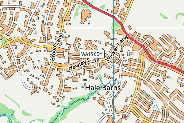WA15 0DY map - OS VectorMap District (Ordnance Survey)