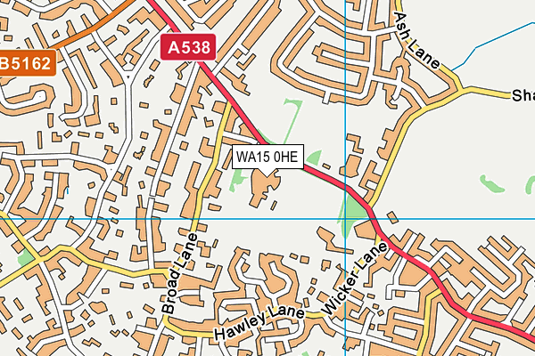 WA15 0HE map - OS VectorMap District (Ordnance Survey)